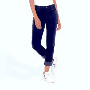 Kut From The Kloth Women’s Navy Corduroy Slim Straight Pants 4 High Rise Stretch